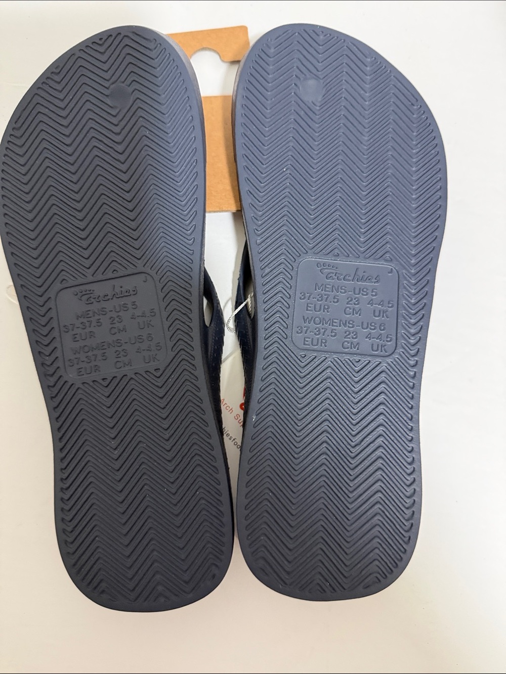 Archies Women's Arch Support Flip Flops - Navy - Picture 4 of 5
